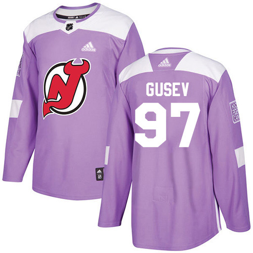 Adidas Devils #97 Nikita Gusev Purple Authentic Fights Cancer Stitched Youth NHL Jersey